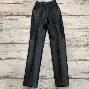 RARE Vtg Rough Rider Circle T Jeans Size 1/2 (23x36) Blue Black Talon Zip Rodeo